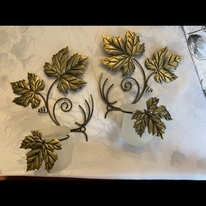 Pair of pewter votive candle sconces